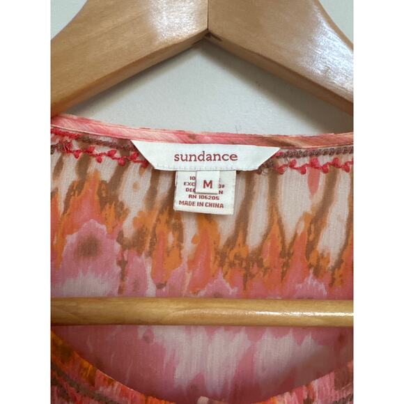 Sundance Women’s 100% Silk Blouse Embroidered Semi Sheer Boho Orange M - Picture 2 of 4